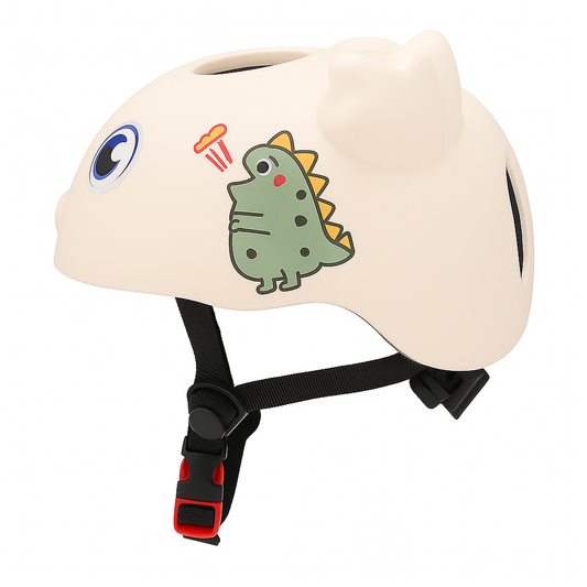 DZMAX QX-B002 Kids Bicycle Helmet – Apricot Dinosaur – angle view 2