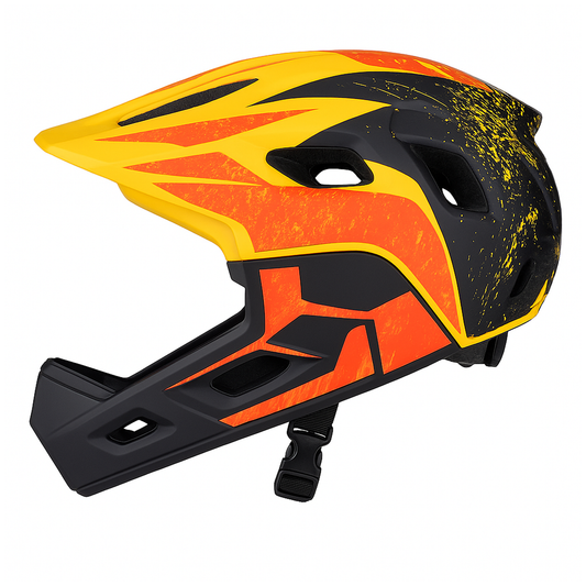 DZMAX QX-B060 Kids Bicycle Helmet – Black Orange Yellow – angle view 2