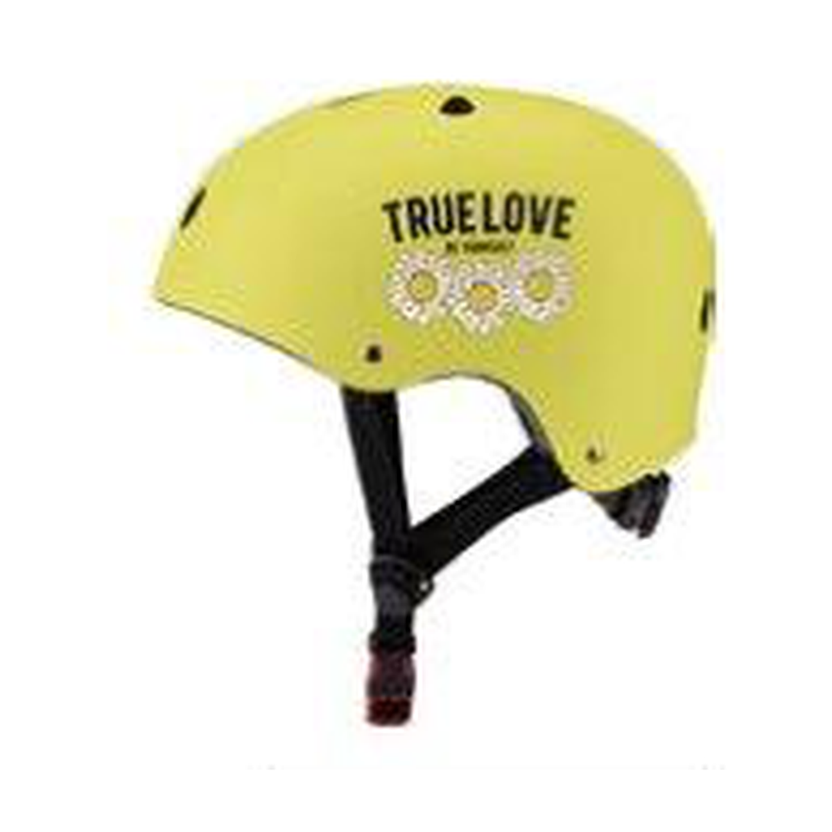 DZMAX QX-B001 Bicycle Helmet – Yellow with "TRUE LOVE" Print