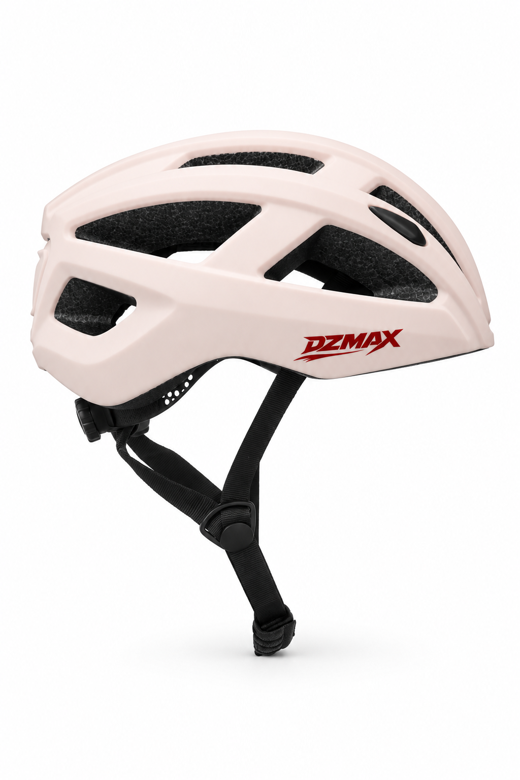 DZMAX QX-1 Bluetooth bicycle helmet in Off White with red logo, side view